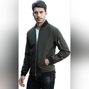 NWOT Mens Slim Fit Satin Bomber Jacket